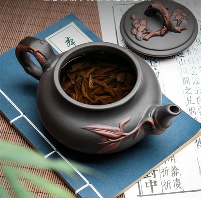 Conjunto de Bule e Xícaras de Chá Yixing em Argila Roxa, Grande Capacidade, Bule de Ameixeira em Argila, Conjunto de Chá Kung Fu