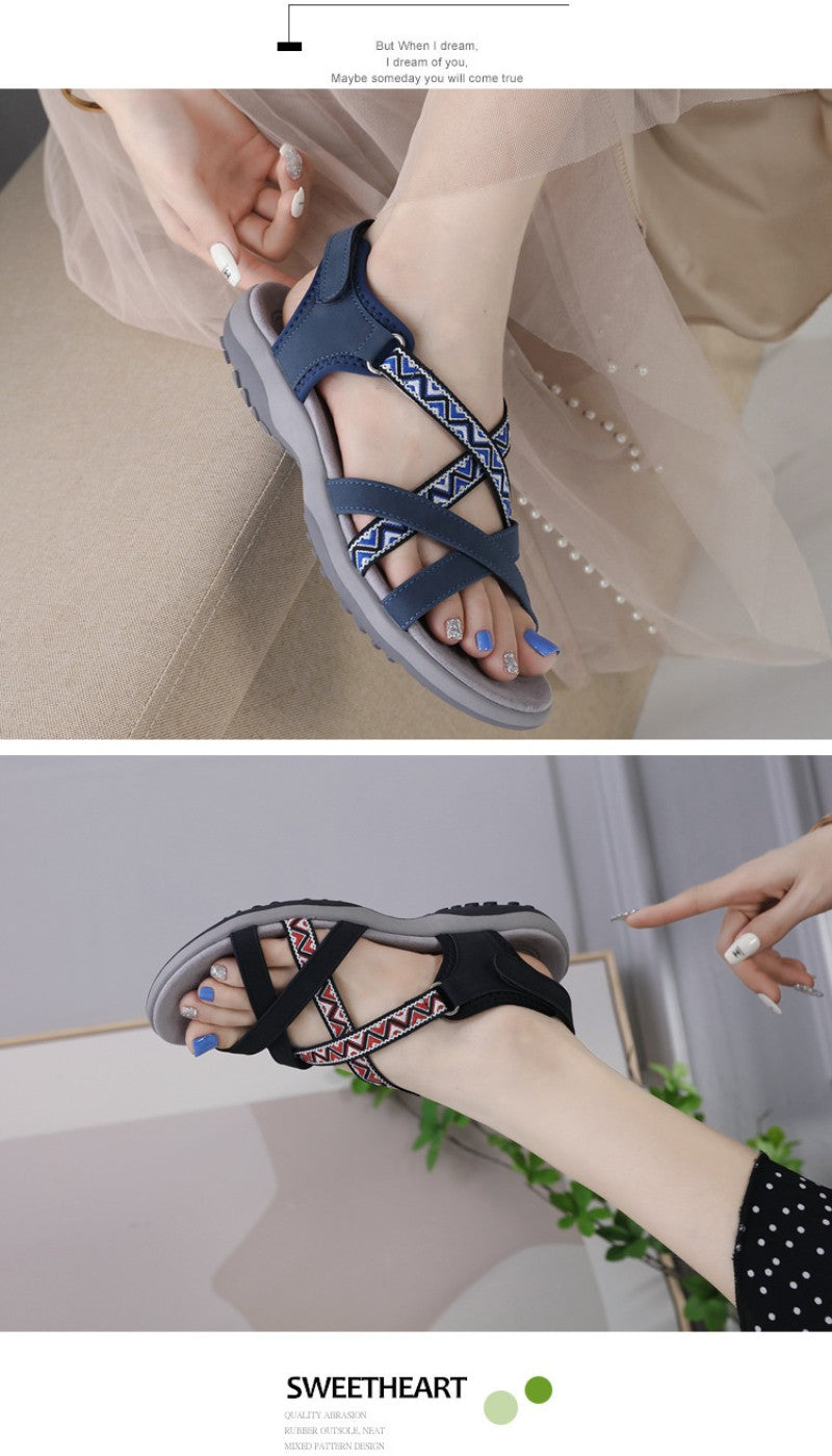 Comfortable Wear-Resistant Flat Shoes New Versatile Fashionable Women's Light And Comfortable Sandals Breathable Ethnic Style