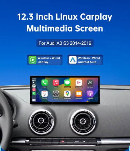 12.3'' Touch Display For Audi A3 S3 2014-2019 Road Top 12.3 Inch Multimedia Player Andriod Auto Link GPS Carplay Screen Car Play