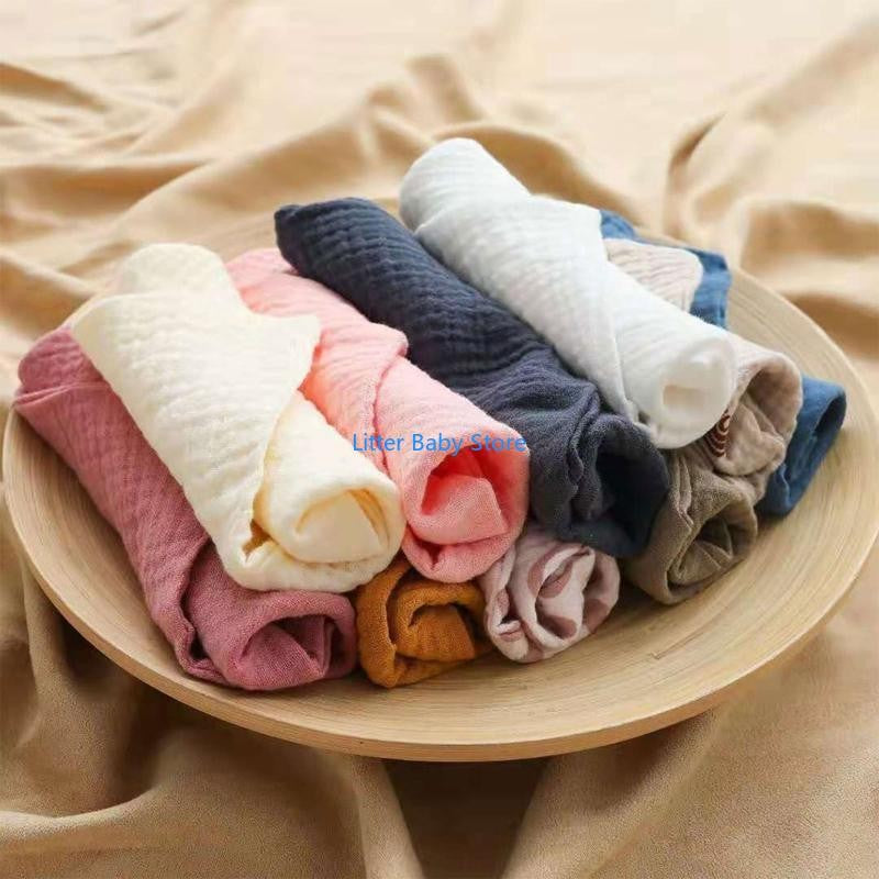 N80C 10Pcs Baby Square Towels Infants Wash Hand Face Towel Handkerchief Feeding Bib Burp Cloth Soft Crepe Muslin Saliva Towel