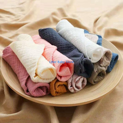 N80C 10Pcs Baby Square Towels Infants Wash Hand Face Towel Handkerchief Feeding Bib Burp Cloth Soft Crepe Muslin Saliva Towel