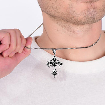 Joias de Moda Hip Hop Design Exclusivo Aço Inoxidável Colar com Pingente Cruz Chamas Gótico Presente para Mulheres Homens