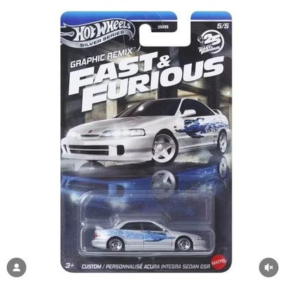 In Stock Hot Wheels 2025 HNR88 Silver Series Graphic Remix Fast & Furious Car Models 1/64 Honda S2000 Nissan Volkswagen Car Gift