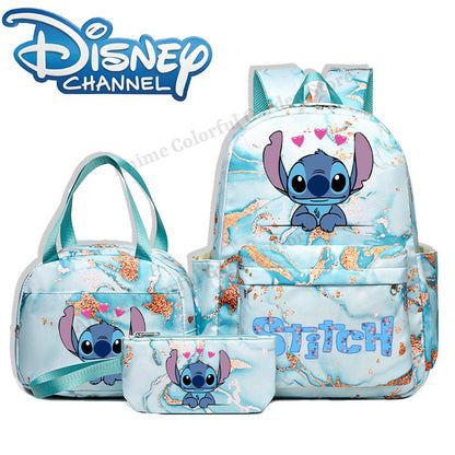 3pcs Disney Stitch Backpack Lunch Bag Pencil Case Set Anime Cartoon Fashion Schoolbag Suit Students New Semester School Supplies
