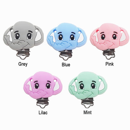 Chenkai 10PCS Round Bear Star Silicone Teether Clip DIY Baby Pacifier Dummy Chain Holder Soother Nursing Jewelry Toy Clips