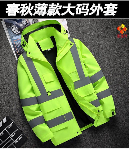 Jaqueta masculina de trabalho, roupa para construção civil, roupa de construção, roupa para trabalho ao ar livre, corta-vento, impermeável, faixa refletiva