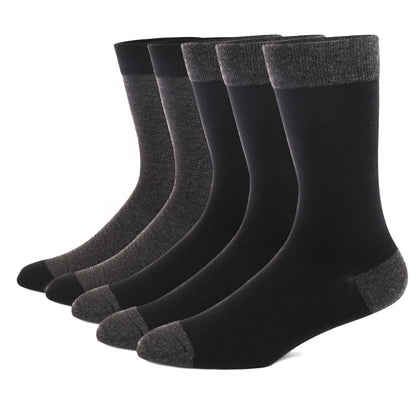 5 Pairs Mens Dress Socks Plus large Size?High Quality Combed Cotton Crew Socks?Black Cool Argyle Breathable Casual Socks for men