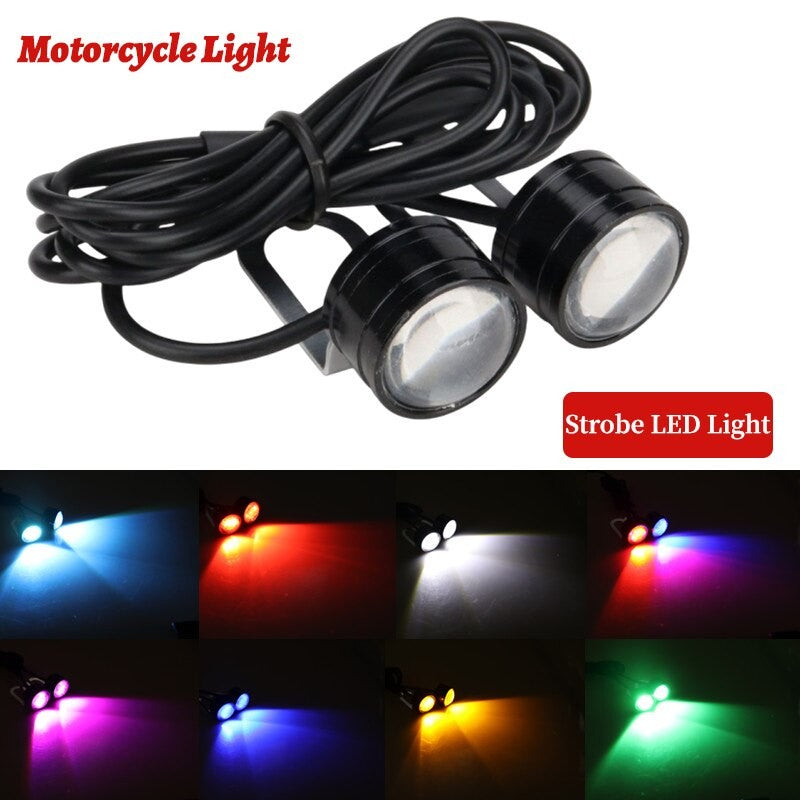 1 Par Moto Flash Estroboscópico Olho de Águia Luz Diurna Moto Lâmpada de Nevoeiro Farol Acessórios para Moto