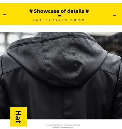 Men's Leather Jacket, Men's Hoodie, Slim-fit Korean Style Biker Casual Coat