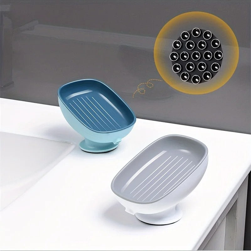 1pc Creative Soap Dish - Modern Drain Soap Tray with Suction Cup for Bathroom Organization and Hygiene