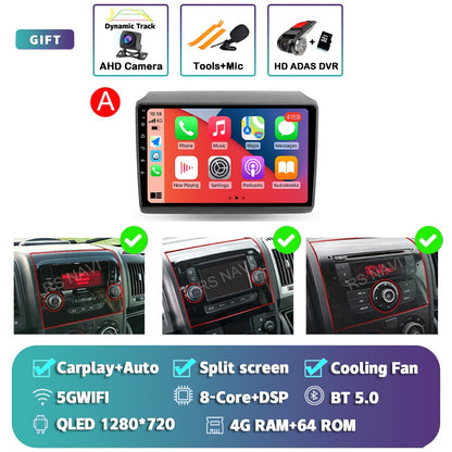 Android 15 para Fiat Ducato Peugeot Boxer Citroen Jumper 2006-2022 2K QLED Rádio Multimídia Estéreo Automotivo GPS CarPlay