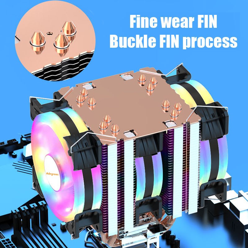 6 Heat Pipes ARGB CPU Air Cooler 4 Pin PWM Quiet CPU Cooling Fan for Intel LGA 1700 2011 1200 1156 X79 X99 AM3 AM4 PC Radiator