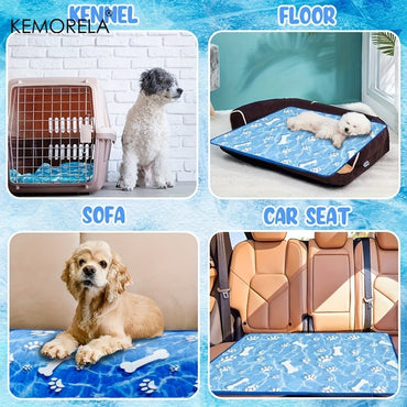 KEMORELA Almofada de Resfriamento para Cães Grandes Tapete Gelado de Seda que se Autorresfria, Lavável, Almofada de Resfriamento Confortável para Cães e Gatos no Verão