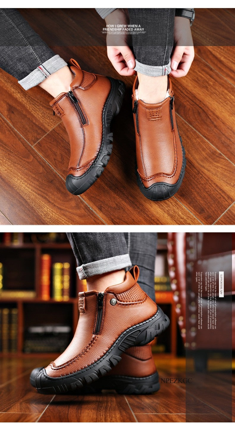 Men Winter Snow Boots Waterproof Leather Sneakers Super Warm Men's Boots Outdoor Male Hiking Boots Work Shoes chaussure homme