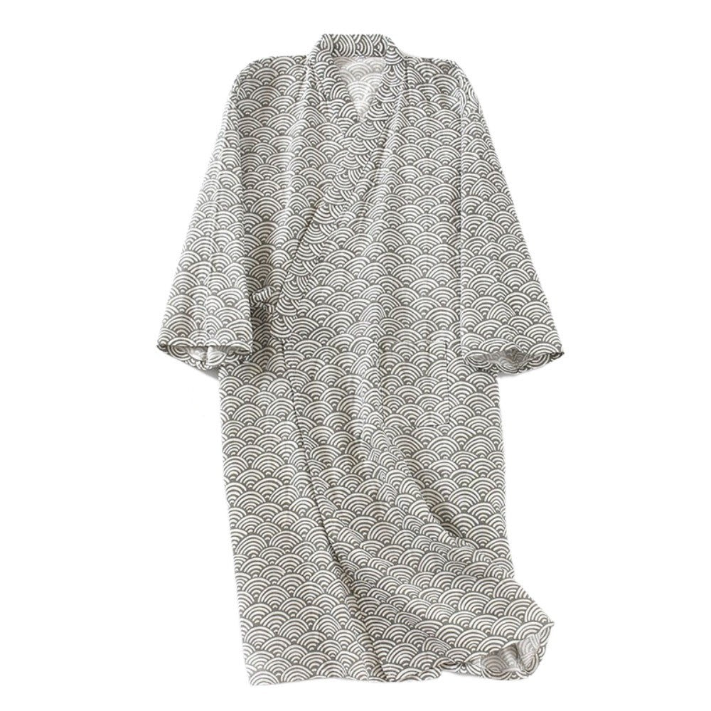 Bath Robe V-Neck Men's Kimono Bathrobe Long Sleeve Loose Japanese-Style Yukata C