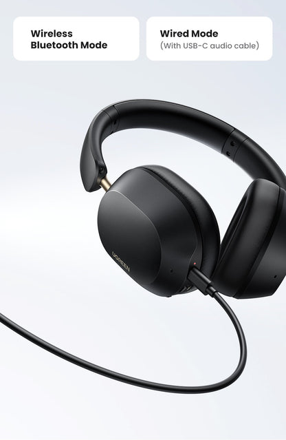 Fones de ouvido Bluetooth sem fio UGREEN Max5c ANC com cancelamento de ruído ativo de 43dB, Hi-Res LDAC, 75H de áudio espacial