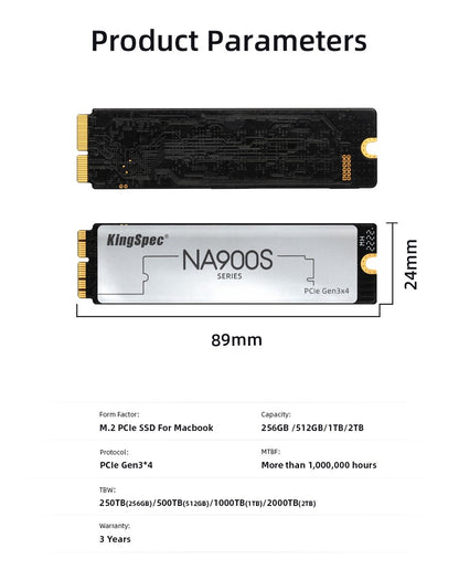 KingSpec SSD M.2 PCIe3.0 256GB 512GB 1TB 2TB M2 PCIe NVME Disco Rígido para Macbook Pro Air