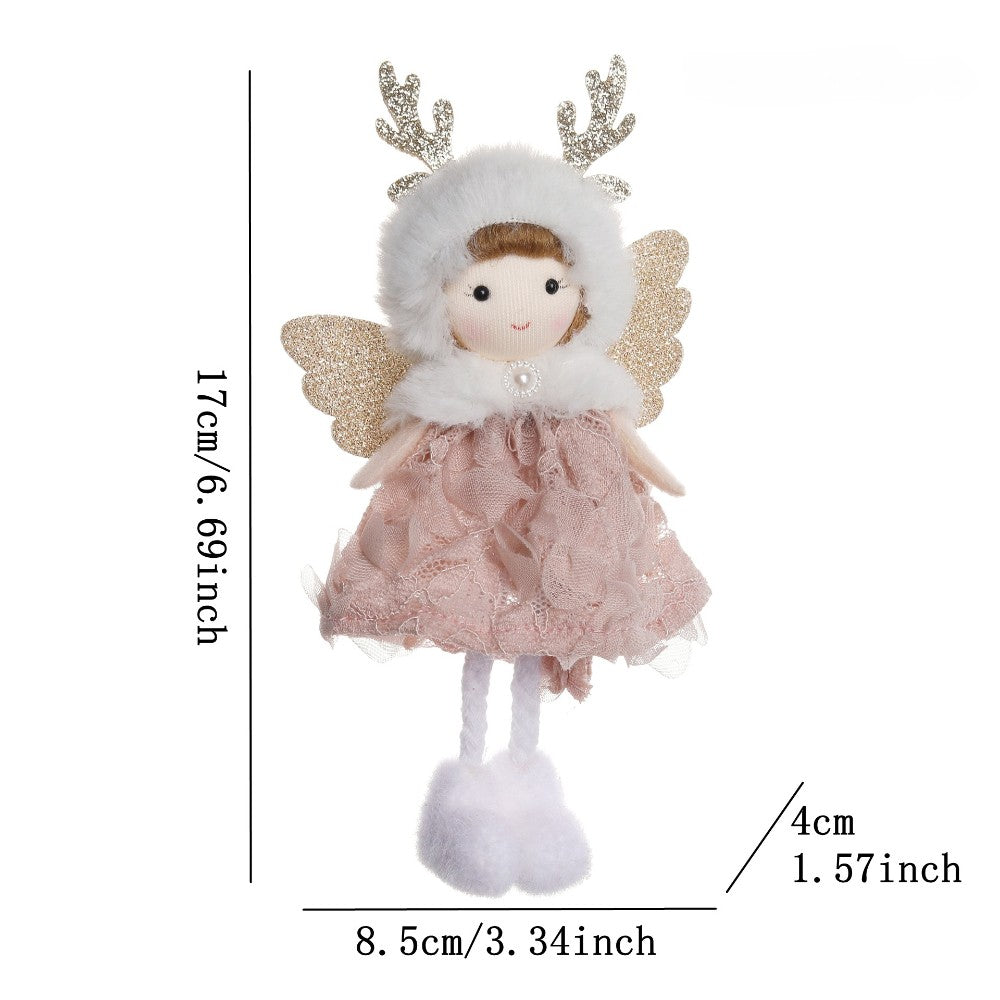 Christmas plush antlers angel girl pendant Christmas tree pendant creative doll pendant gift
