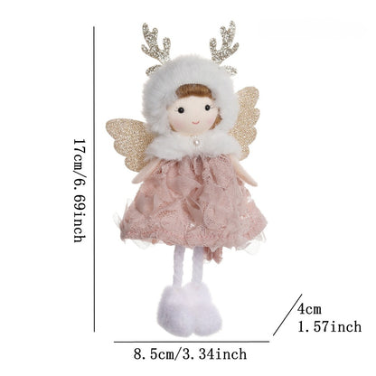 Christmas plush antlers angel girl pendant Christmas tree pendant creative doll pendant gift