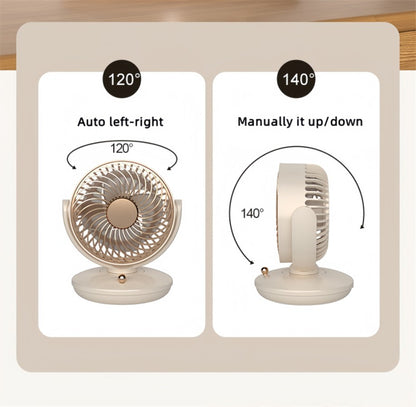USB Plug in small Desktop Fan 6 inch Table fan 3 Speed 140° Manual Tilt and 120° Auto Oscillation For Home Office Bedroom