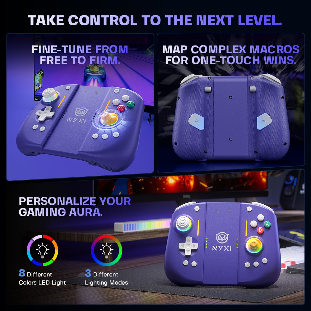NYXI Hyperion 3 Purple Edition, Magnetic Modular Joypad for Switch 2, Hall Effect No Drift, Full Mechanical Buttons, 9-Axis Gyro, Pro & Handheld Mode