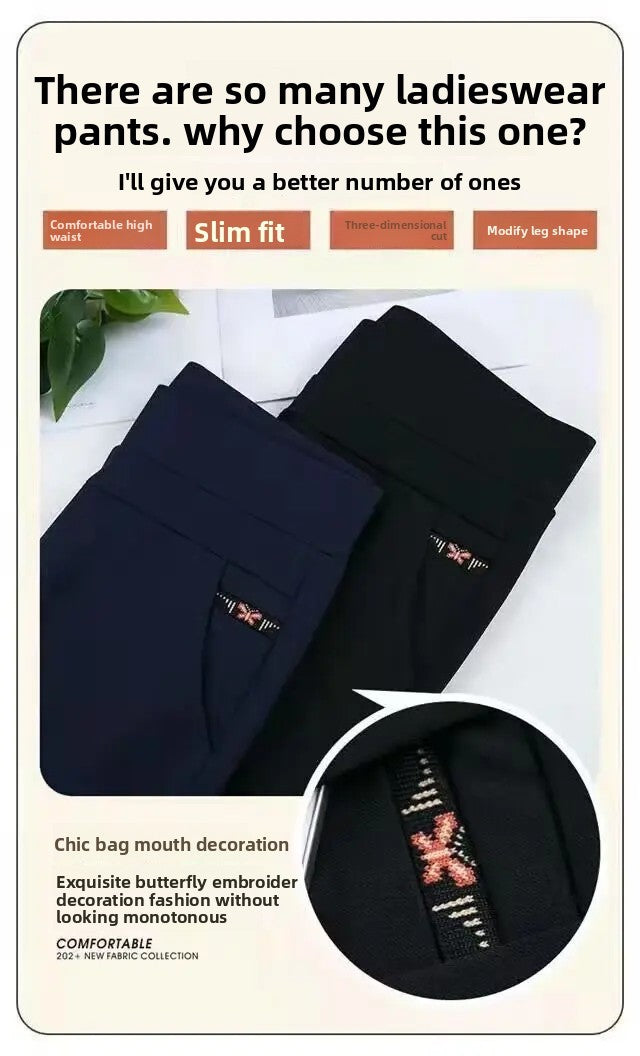 High Waist Thickened Fleece Elastic Straight Leg Pants plus Size Slimming Mom Jeans for Older Women Autumn Winter Trousers