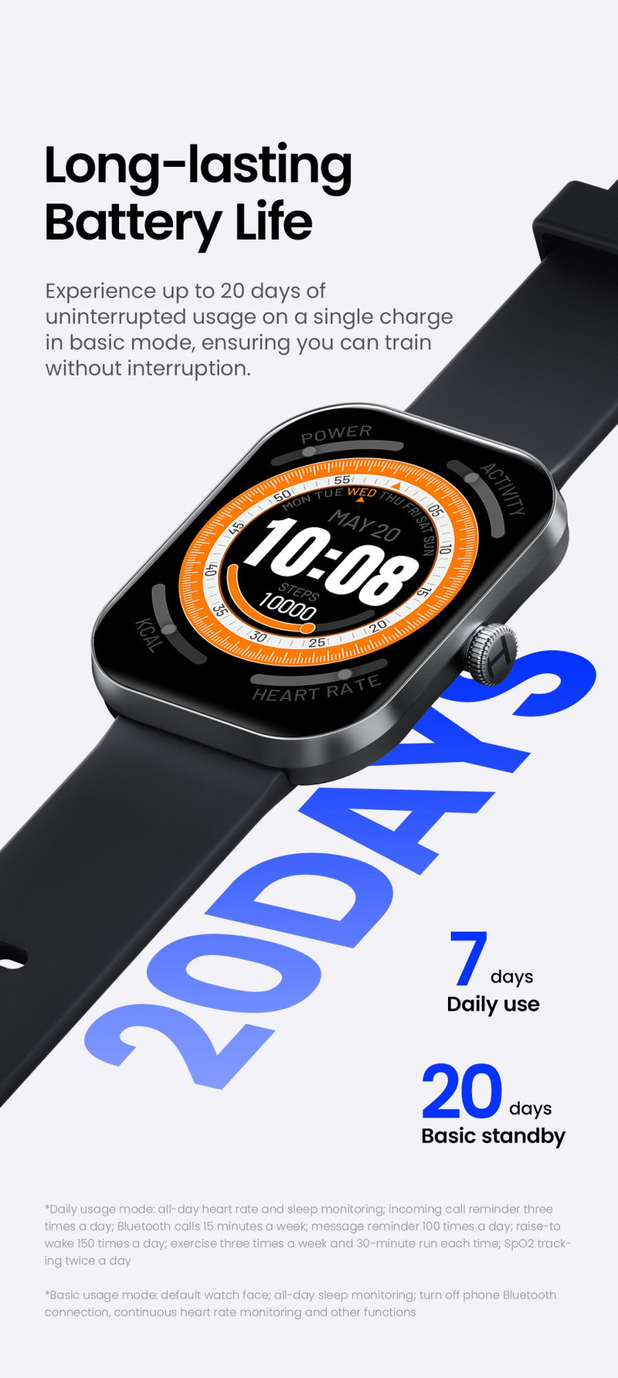 Smartwatch HAYLOU Watch S6 Tela HD de 2,01" Smartwatch Chamadas de Voz Bluetooth Monitoramento Fitness à Prova D'Água IP68