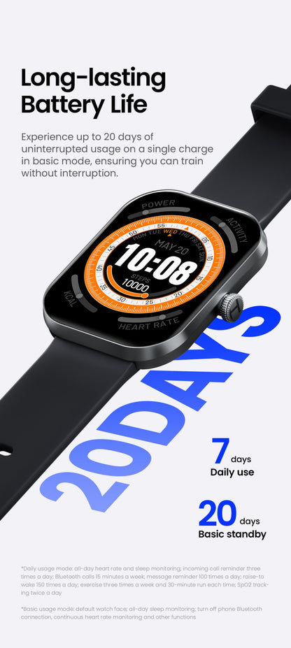 Smartwatch HAYLOU Watch S6 Tela HD de 2,01" Smartwatch Chamadas de Voz Bluetooth Monitoramento Fitness à Prova D'Água IP68