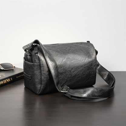 New soft leather men's bag shoulder bag men's leather bag crossbody bag Korean version versatile casual bag small shoulder bag B