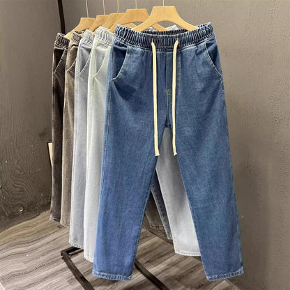 Men's Casual Loose Straight Leg Jeans Thin Wear Resistant Spring Autumn Vintage Workwear Trousers Comfortable Denim Pants