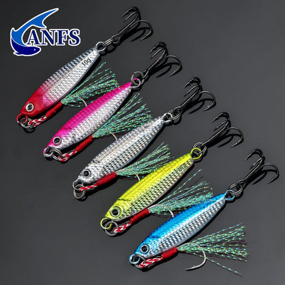 ANFS 5 pçs 10g Conjunto de Iscas Artificiais de Metal Jig - Iscas Artificiais de Baixo, Isca de Jigging para Pesca em Água Doce e Salgada