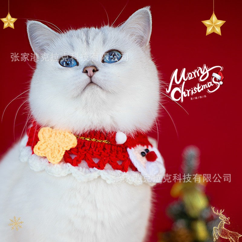 Cachecol de Natal para Pets Gatos Roupinhas Coleira de Natal para Gatos Roupinhas Decoração Fofa para Pets Laço Coleira para Cães Gatos Fantasia Roupa para Gatos Cachorros Gatinhos
