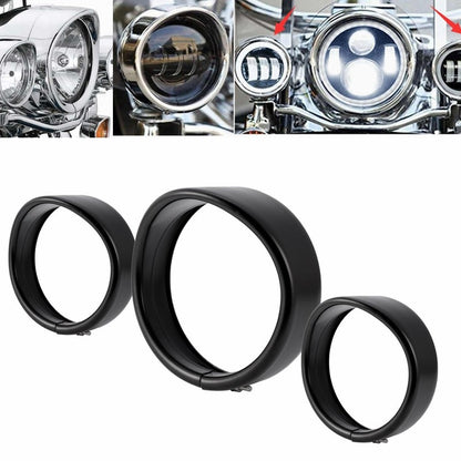 Motorcycle Headlight Trim For Harley Touring Road King Electra Glide Softail FLD/FLH Parts 7" Ring Bezel Visor 4.5" Led Fog Lamp