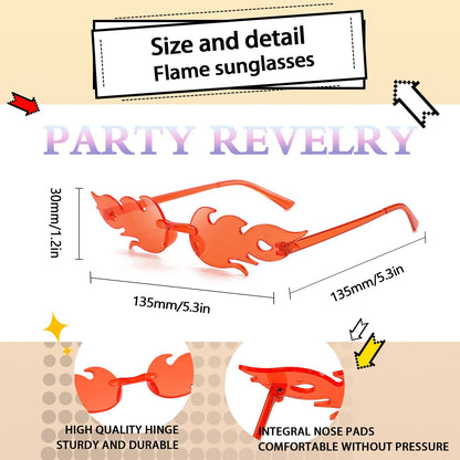 12-60pcs Fashion Fire Flame Glasses Fire Shape Sunglasses Fire Sunglasses Party Decor for Summer Shower Wedding Halloween Cos