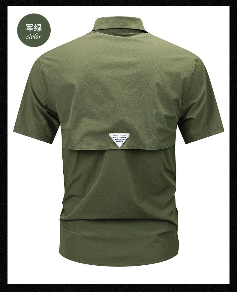 2024 Summer New Cargo Shirt Short Sleeve Men's Cargo T-shirt Outdoor Navy Multi-pocket Breathable Camping Hiking Work Shirts