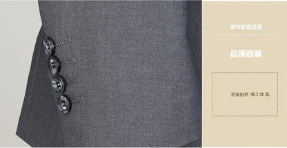 Men's 2024 Slim-fit Two-button Business Suit Professional Work Formal Two-piece Set Trousers Included S-6XL