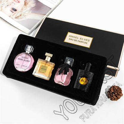 Perfume Feminino de Alta Qualidade 120ml Conjunto de 4 Peças Perfumes Femininos com Caixa de Presente Parfum Femme Spray de Fragrância Duradoura com Aroma Floral Frutado