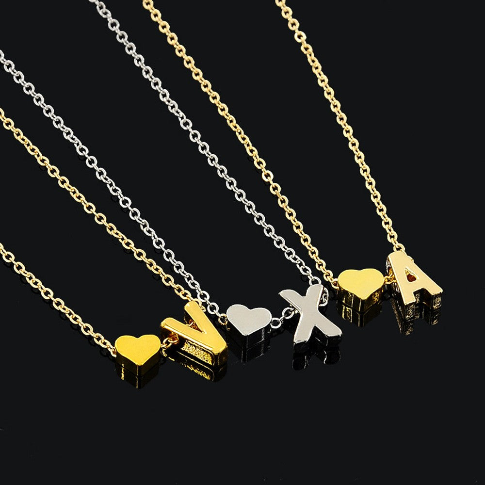 Colar Minúsculo com Pingente de Coração e Letra Inicial, da SUMENG Fashion, Banhado a Ouro ou Prata, Choker com Nome para Mulheres, Joia de Presente