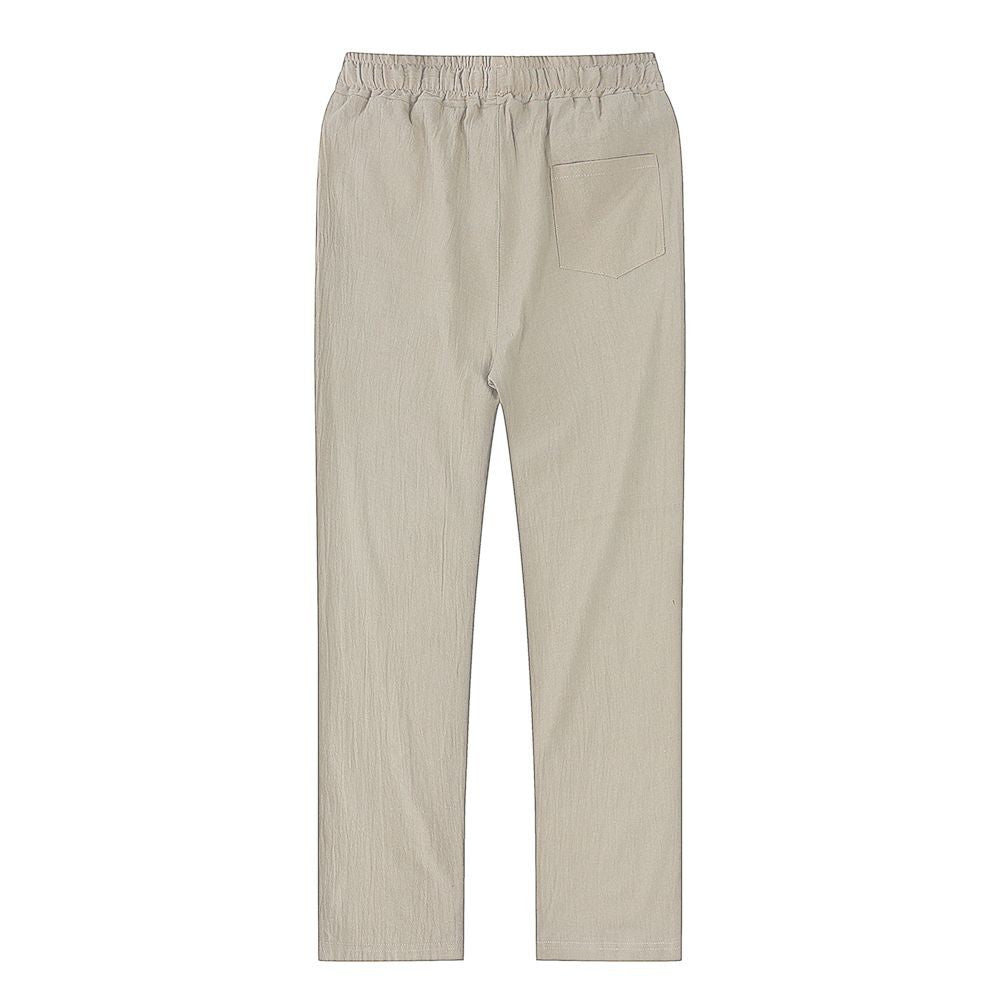 Calça Masculina de Algodão e Linho Masculina Outono Nova Respirável Cor Sólida Calça de Linho Fitness Streetwear P-3G