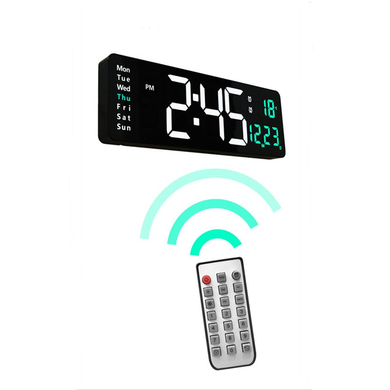 Large Digital Wall Clock Temp Date Week Display Remote Control Power Off Memory Table Clock Wall-mounted Dual Alarms LED Clocks