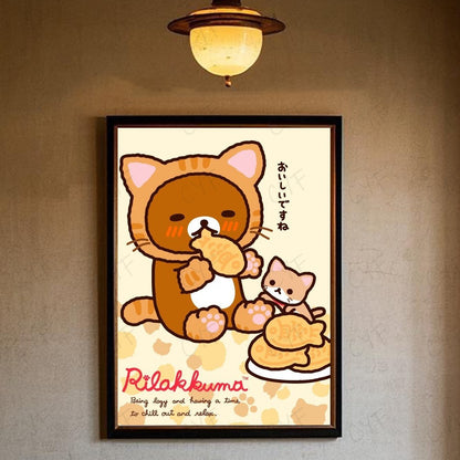 Cute Cartoon Anime R-Rilakkuma Poster High Quality Wall Art for Home Office Bedroom Living Room Hallway Bar Perfect Gift Idea
