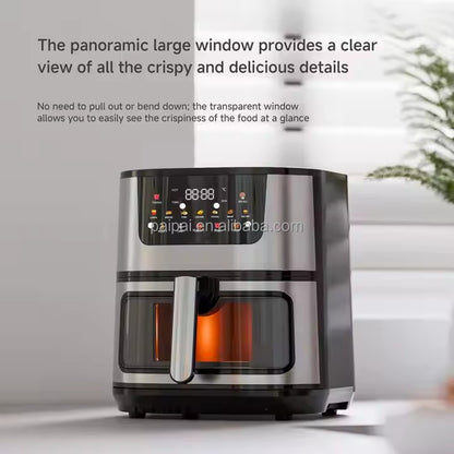 Large 15L Capacity Smart Home Appliances Stainless Steel French Air Fryer Machine Square-Shaped Visual Window Household
