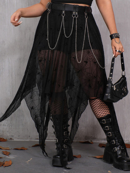 Elegant Lace-Up Victorian Steampunk Maxi Skirt with Ruffle Hem for Cosplay Halloween Party Gothic Costume Wear