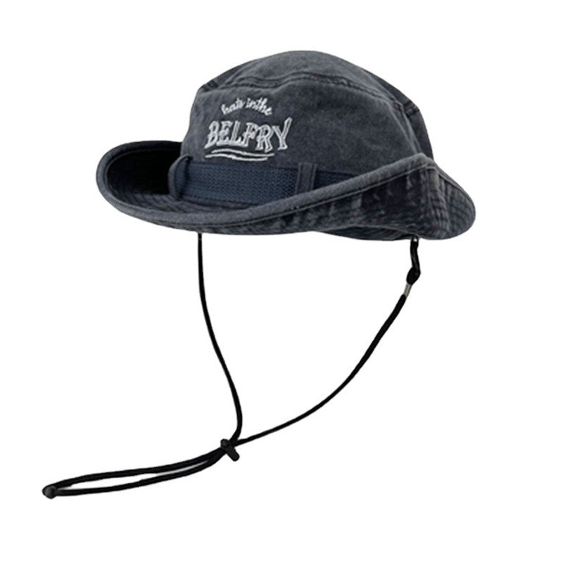 Chapéu de Montanhismo Masculino e Feminino de Algodão Lavado Vintage Bordado Chapéu de Pescador Proteção Solar para o Ar Livre Chapéu de Cowboy Ocidental
