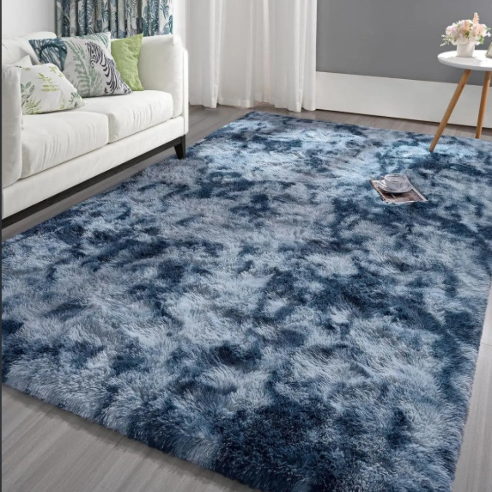 VIKAMA Tie-dyed Fluffy Carpets For Living Room Decor Bedside Rug Warm Plush Floor Mats Children's Room Play Mats Furry Carpet