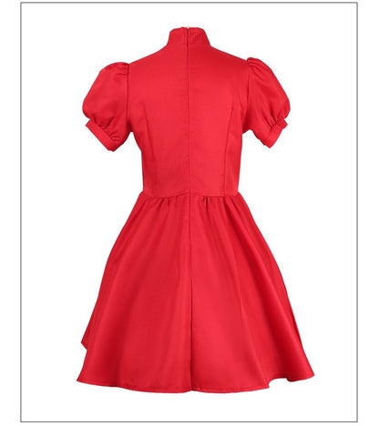 On The Cliff Red Dress Anime Ponyo Cosplay Costume Halloween Lolita Cos Uniforms for Adult Kid Party Roleplay Carnival Clothing