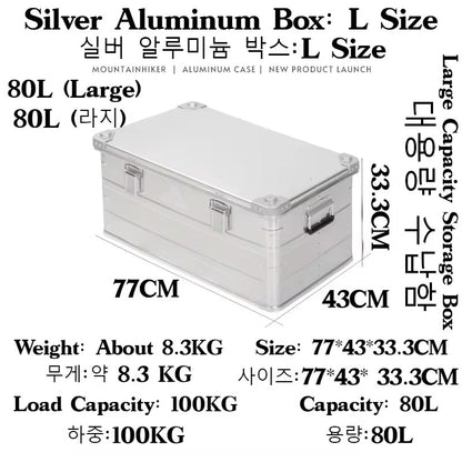 MOUNTAINHIKER Outdoor Storage Box Camping Picnic Travel Aluminum Alloy Large Capacity Box Silver Storage Bag 30-80L