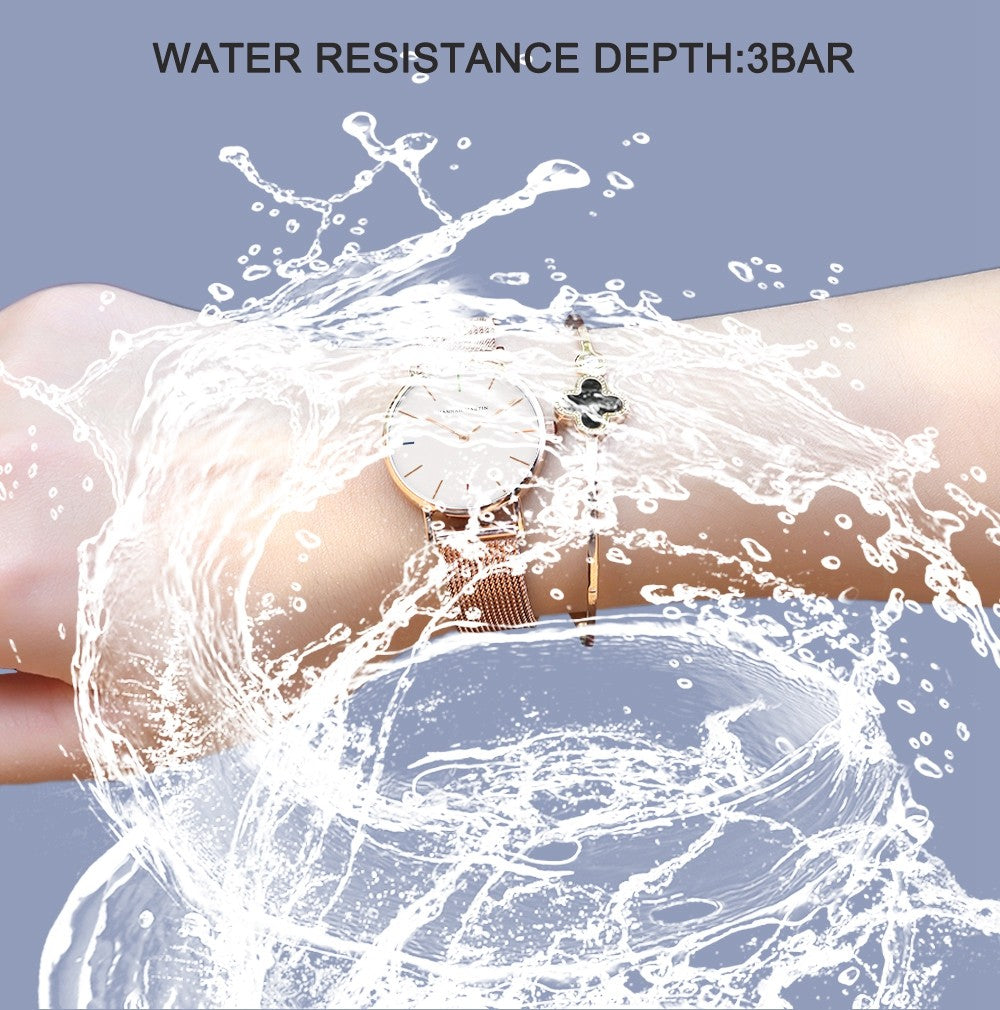 Hannah Martin Women Watch Japan Quartz Movement Simple Waterproof Rose Gold Stainless Steel Mesh Ladies watch relogio feminino