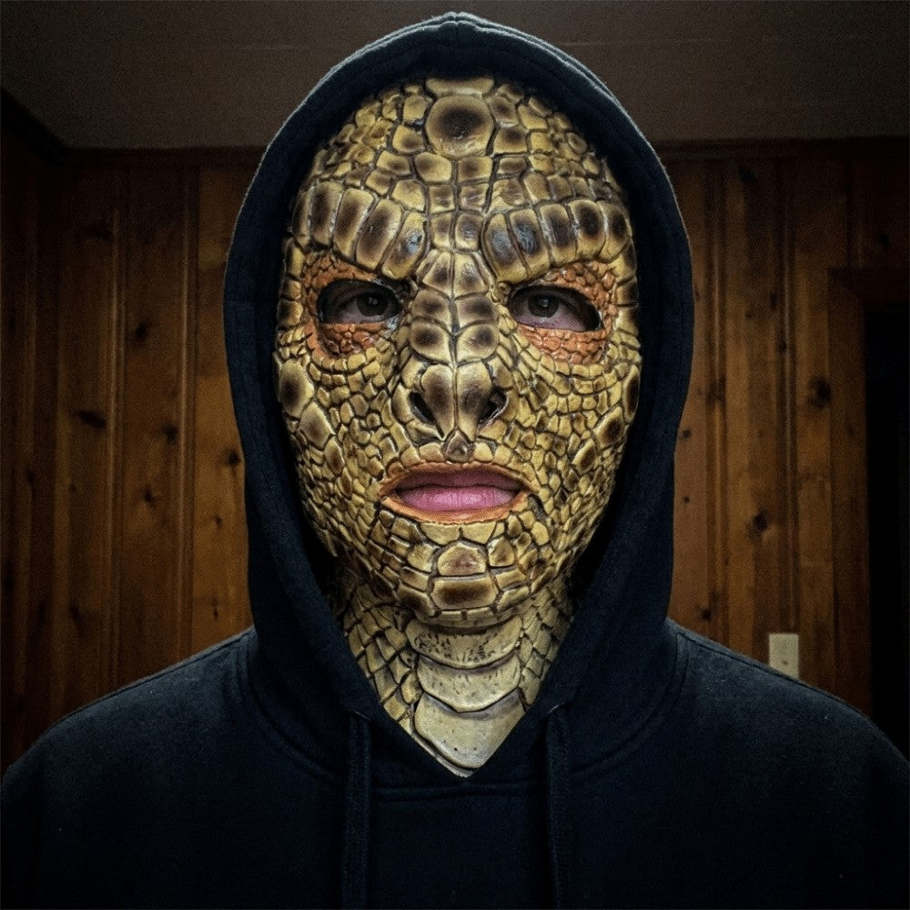 Lizard Man Realistic Snake Monster Mask Soft Reptile Texture Full Face Mask Latex Scary Snake Skin Headgear Adult Unisex