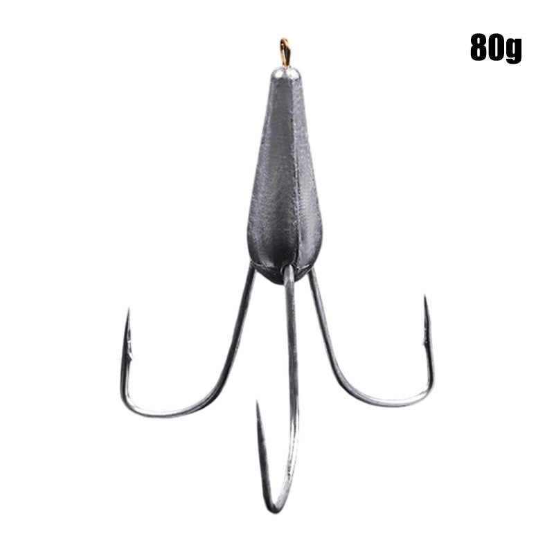 Anzóis de Pesca Triplos Prateados de Aço Carbono com Farpa 20g/30g/40g/50g/60g/80g Agulha de Pesca Acessórios de Pesca